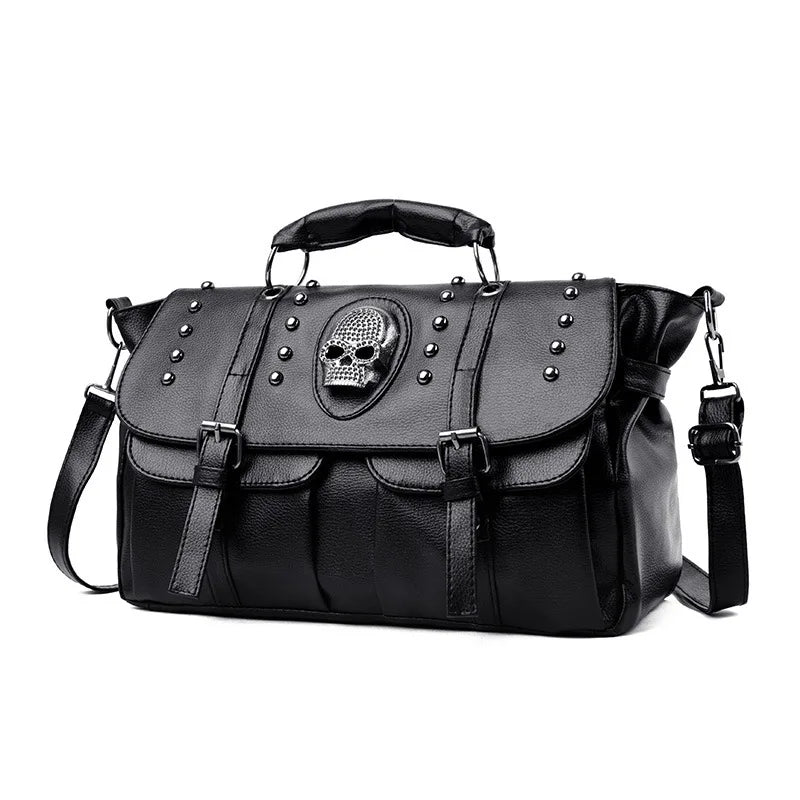 Annmouler Punk Style Women Handbags Skull Tote Bag Large Capacity Shoulder Bag