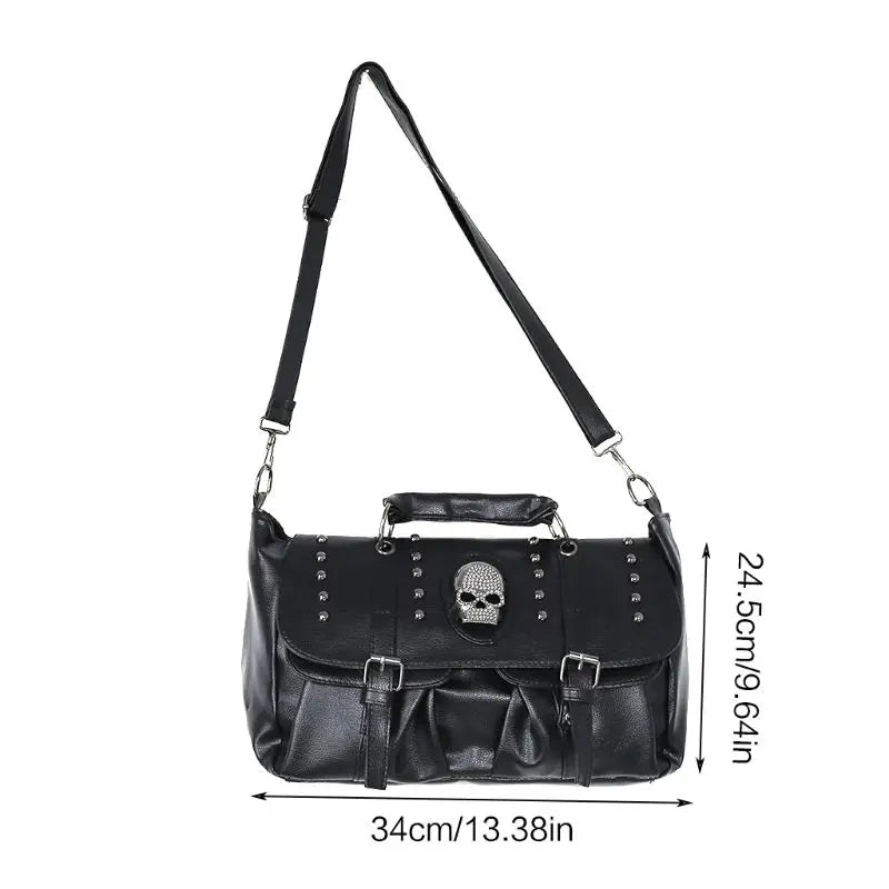 Annmouler Punk Style Women Handbags Skull Tote Bag Large Capacity Shoulder Bag