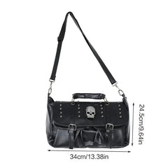 Annmouler Punk Style Women Handbags Skull Tote Bag Large Capacity Shoulder Bag
