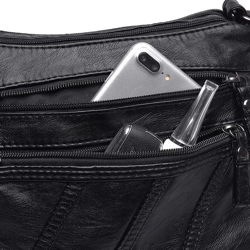 Women Soft Bag Pu Leather Shoulder Bag Washed Leather Crossbody Bag