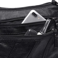 Women Soft Bag Pu Leather Shoulder Bag Washed Leather Crossbody Bag