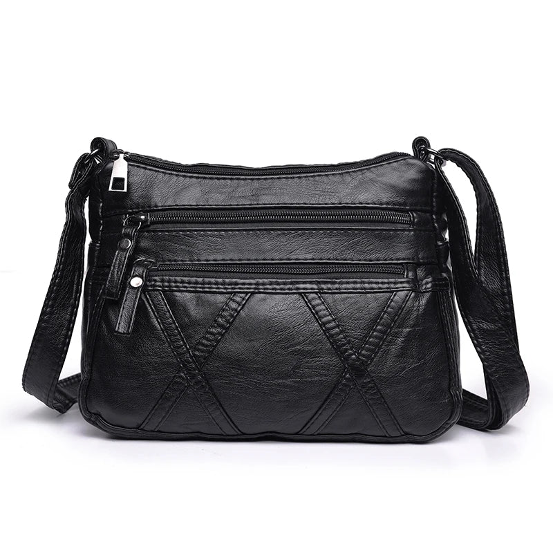 Women Soft Bag Pu Leather Shoulder Bag Washed Leather Crossbody Bag