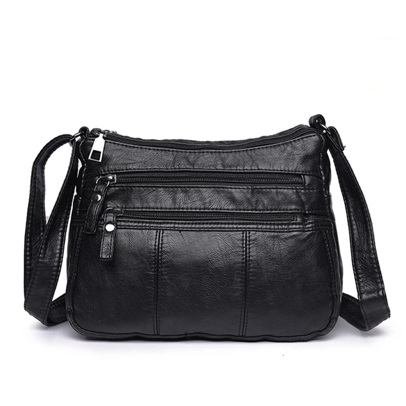 Women Soft Bag Pu Leather Shoulder Bag Washed Leather Crossbody Bag
