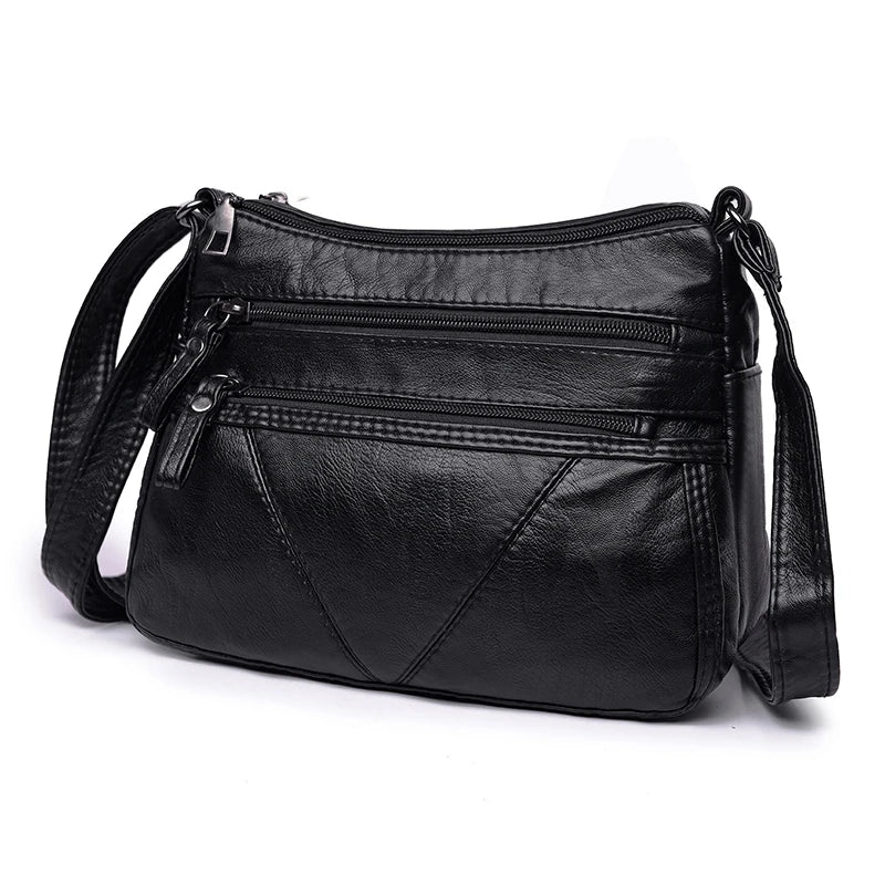 Women Soft Bag Pu Leather Shoulder Bag Washed Leather Crossbody Bag