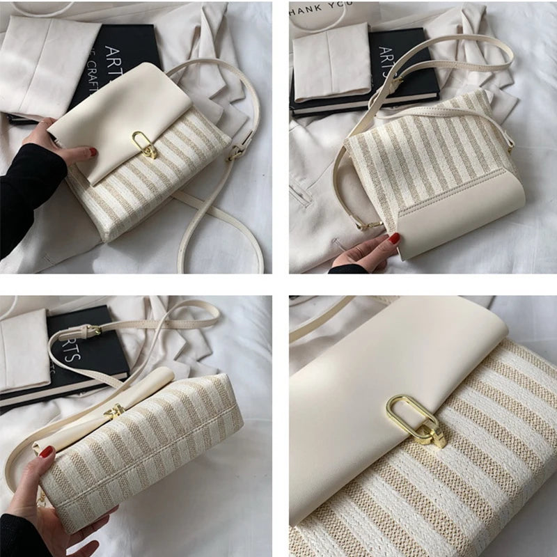 Women's Contrast Crossbody Shoulder Bag Sewing Square Bag HPS1124