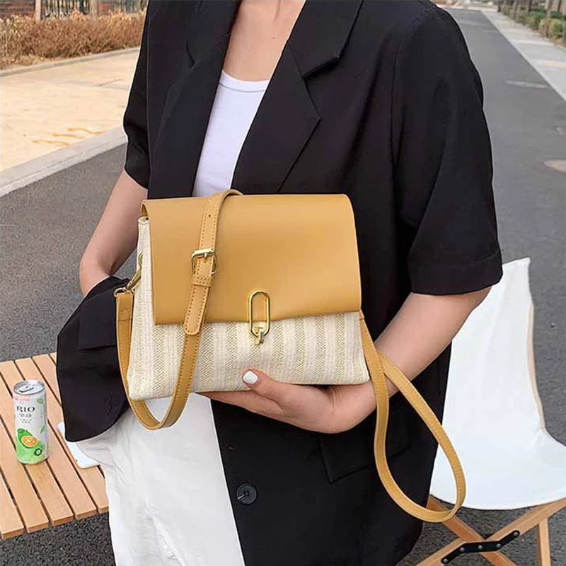 Women's Contrast Crossbody Shoulder Bag Sewing Square Bag HPS1124