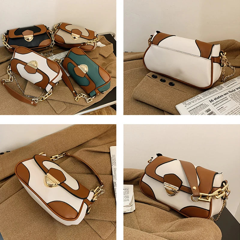 Retro Panelled Small Chain Shoulder Bag Lady HPS1055