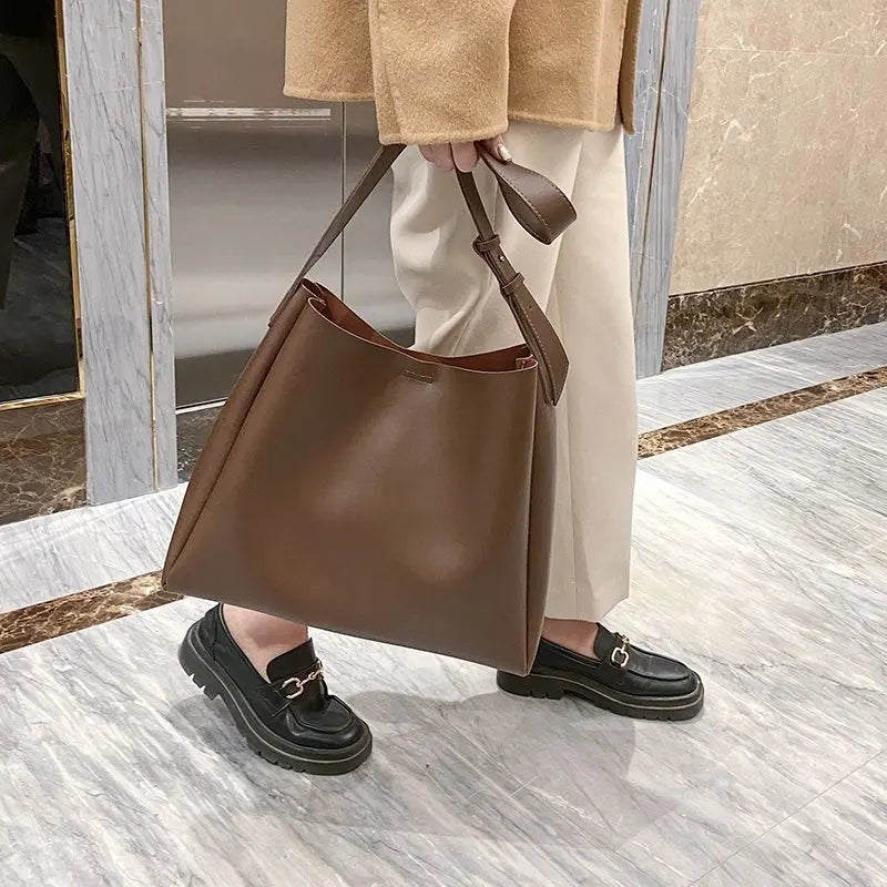 Large Capacity PU Leather Shoulder Bag Crossbody Tote