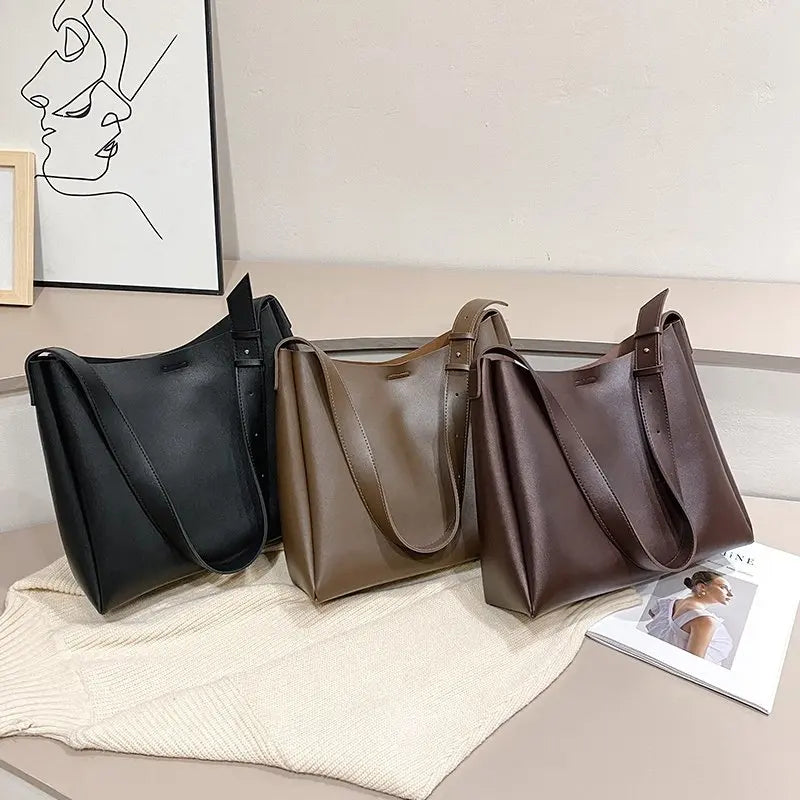 Large Capacity PU Leather Shoulder Bag Crossbody Tote