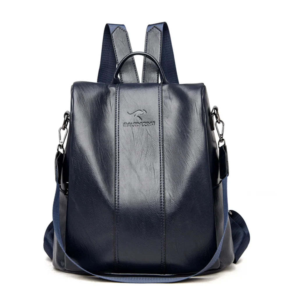 Vintage Leather Anti-theft Backpack Women Shoulder Bag
