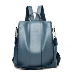 Vintage Leather Anti-theft Backpack Women Shoulder Bag
