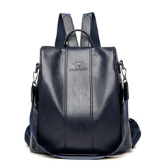 Vintage Leather Anti-theft Backpack Women Shoulder Bag