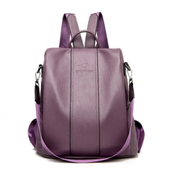 Vintage Leather Anti-theft Backpack Women Shoulder Bag