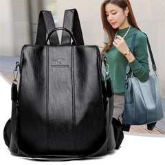 Vintage Anti-Theft Leather Backpack Women Shoulder Bag Large Capacity