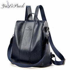 Vintage Anti-Theft Leather Backpack Women Shoulder Bag Large Capacity