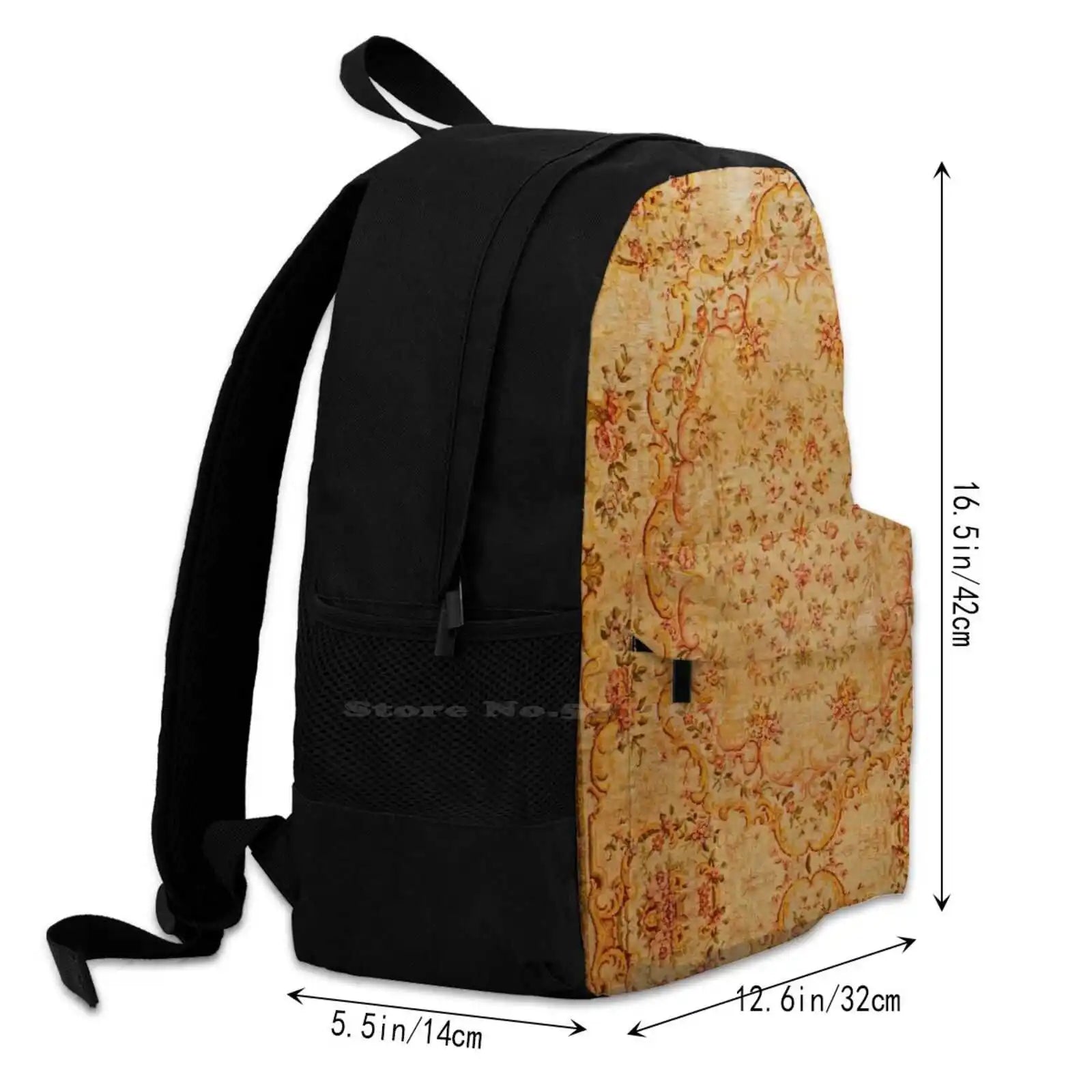 Antique French Savonnerie Rug Print Backpack Laptop Travel Bag Vintage