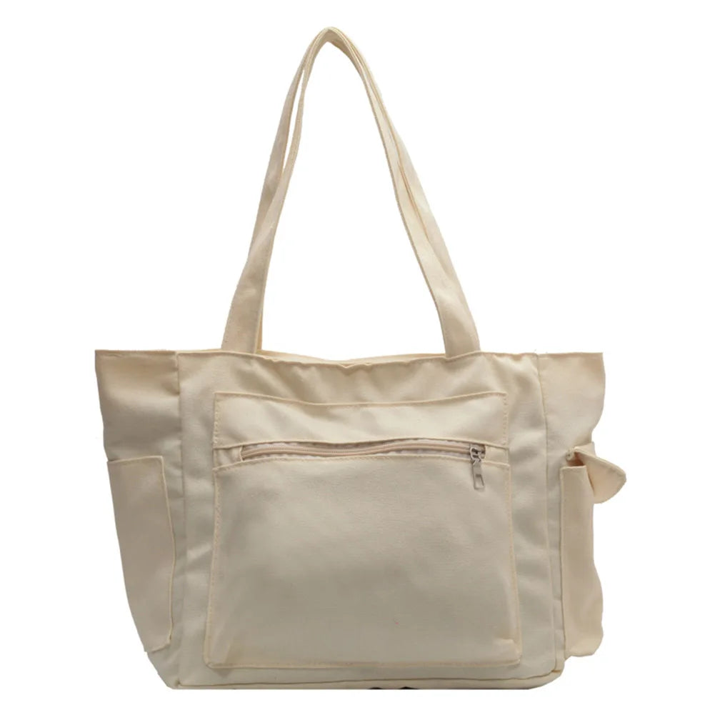 Autumn Canvas Handbags Multi-pocket Shoulder Bags Women Casual Satchel Hobo