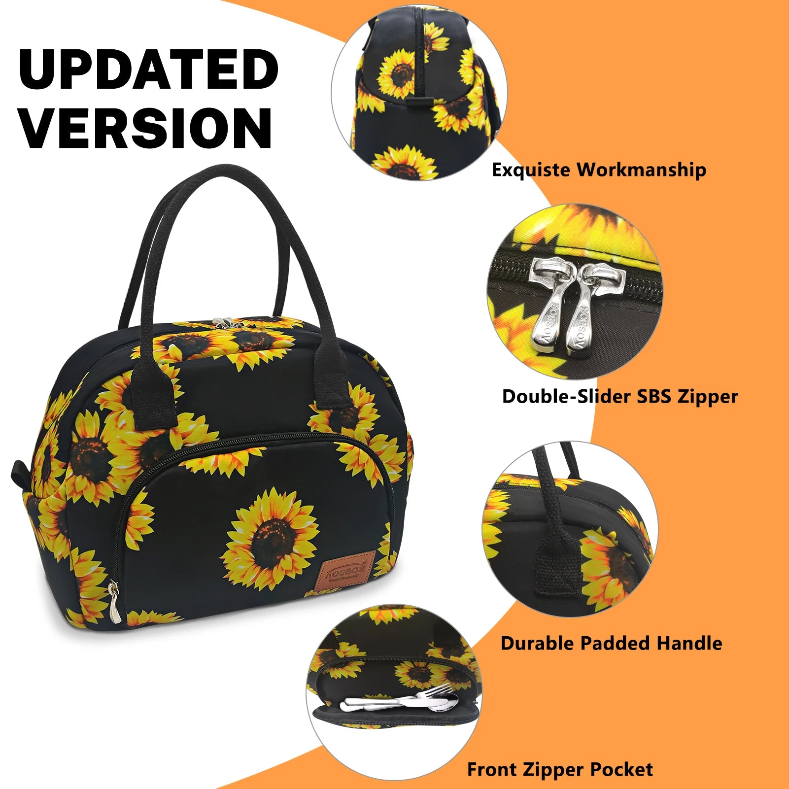 Flower Print Insulated Lunch Bag Thermal Food Picnic Cooler Lunch Box Bag
