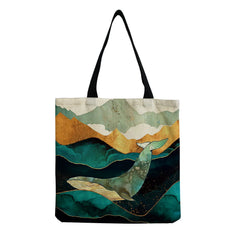 Abstract Mountain & Water Landscape Tote Bag - Customizable School Teacher Gift