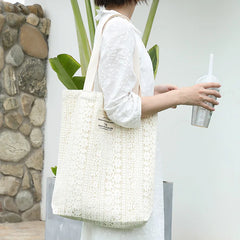 Casual Letter Print Canvas Handbag for Women
