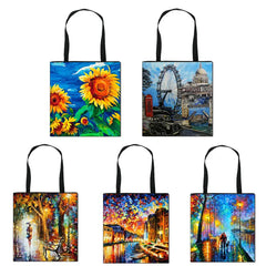 Art Painting Tote Women Handbags Canvas Shoulder Bag Girls Shopping Bags