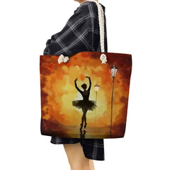 Ballet Girl Print Tote Bag for Women - Eco Reusable