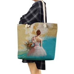 Ballet Girl Print Tote Bag for Women - Eco Reusable