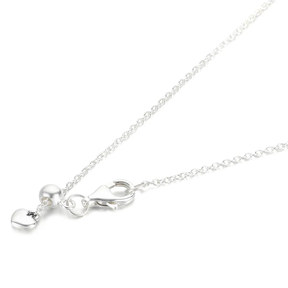 925 Sterling Silver Domed Golden Heart Collier Necklace