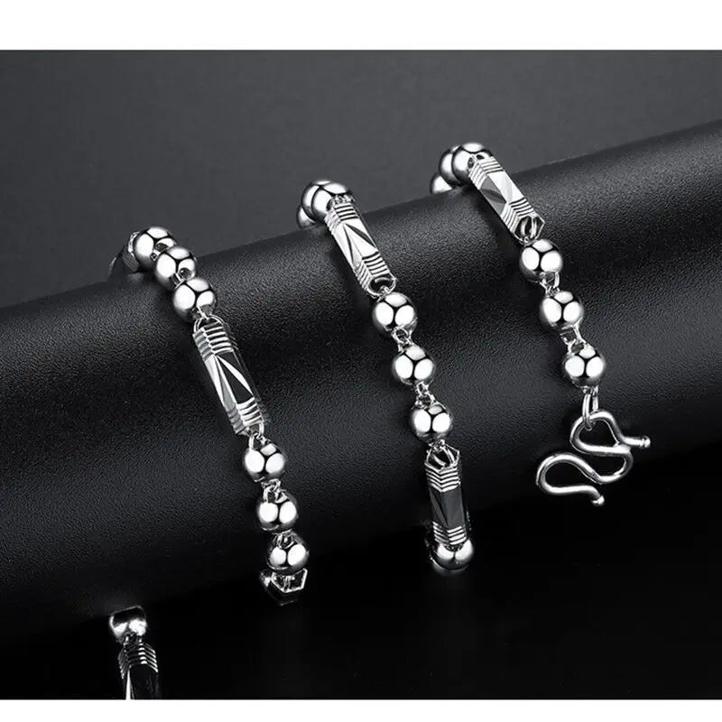 S999 Sterling Silver Men's Necklace Thick Hexagonal Chain Silver Jewelry