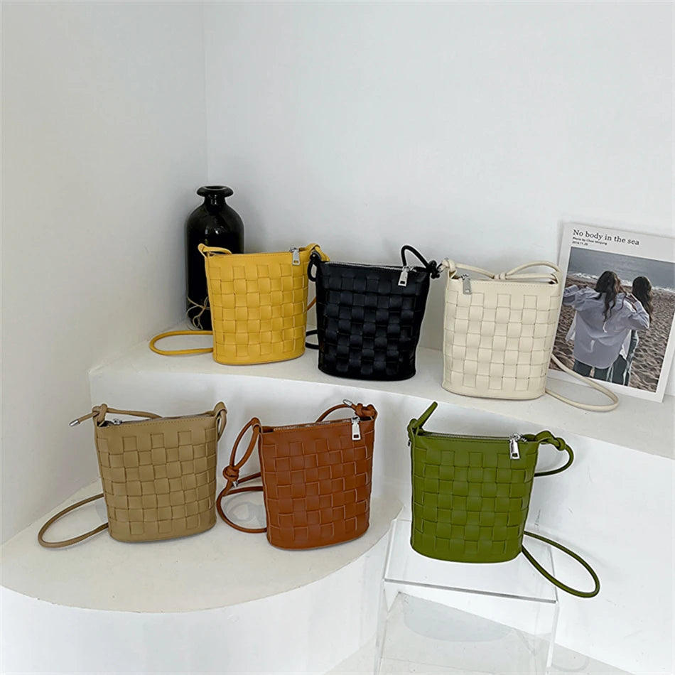 Autum Women's Small PU Leather Bucket Bag Handbag