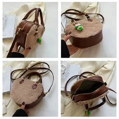 Women's Plush Handbag Retro Leisure Zipper Solid Autumn Winter