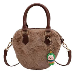 Women's Plush Handbag Retro Leisure Zipper Solid Autumn Winter