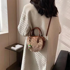 Women's Plush Handbag Retro Leisure Zipper Solid Autumn Winter