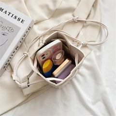 Autumn Weave Women's Small Bucket Bag PU Leather Side Shoulder Bag