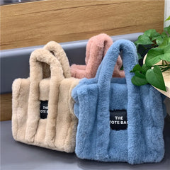 Plush Tote Bag Large Capacity Shopping Handbag