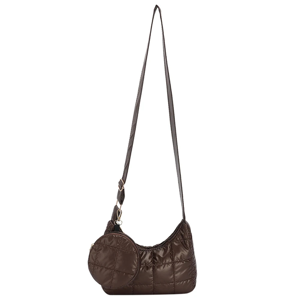 Quilted Crossbody Bag for Women Casual Soft Diamond Pattern with Round Purse
