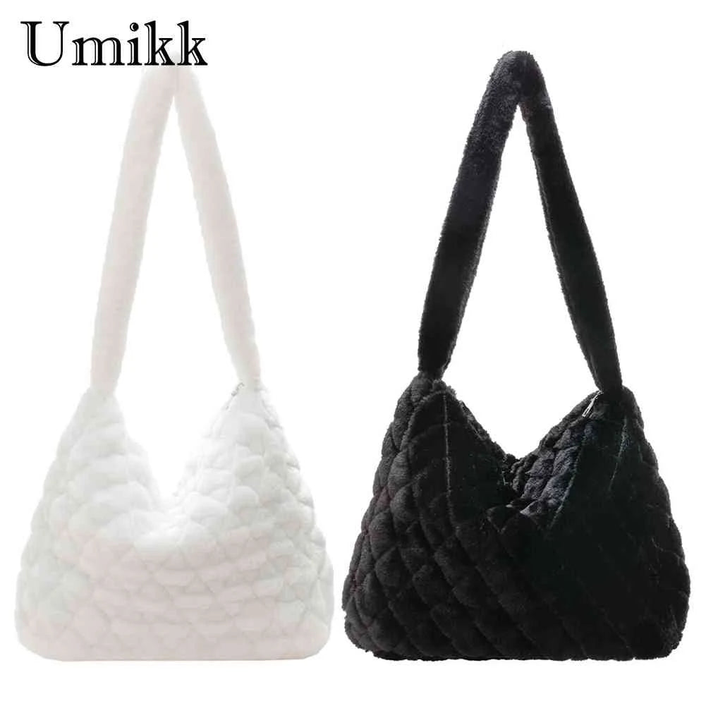Soft Plush Casual Crossbody Bag Rhombus Pattern Lady Satchel