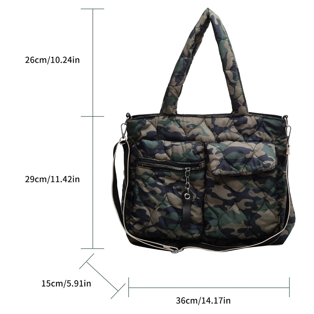 Autumn Winter Down Padded Shoulder Bags Large Capacity Casual Quilted Handbag