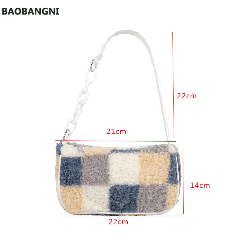Woolen Square Tote Bag Chain Female Handbag