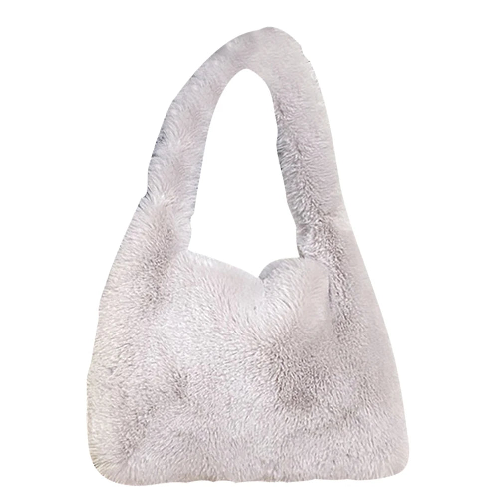 Plush Fluffy Tote Bag for Women Casual Furry Large Winter Shoulder Handbag