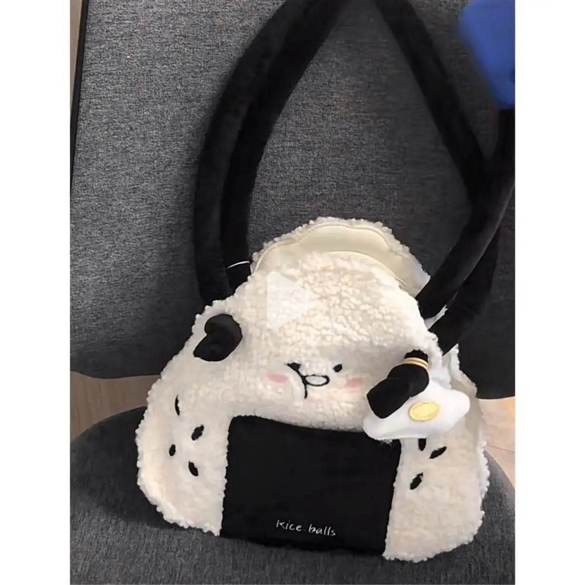 Japanese Plush Corduroy Rice Ball Messenger Bag
