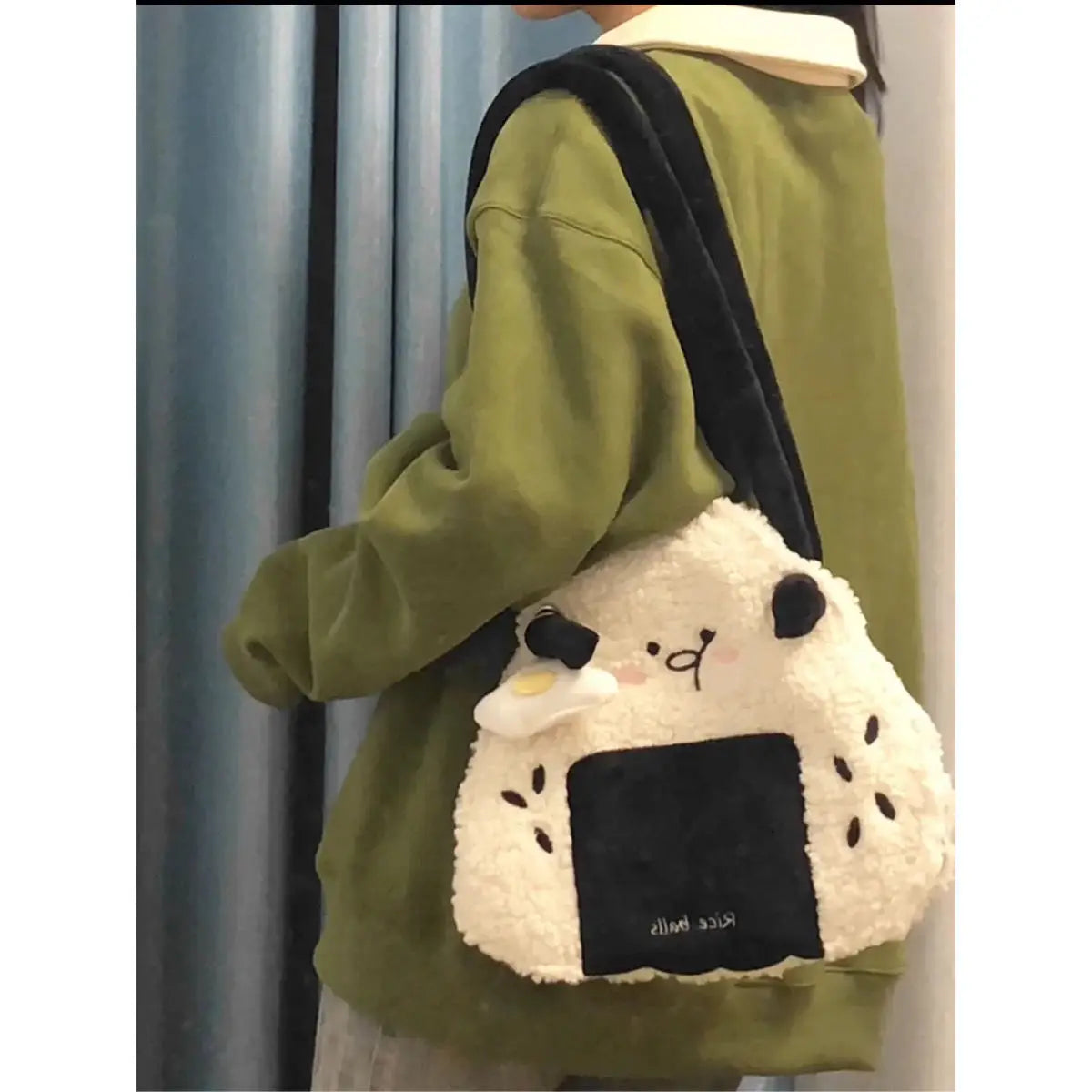 Japanese Plush Corduroy Rice Ball Messenger Bag