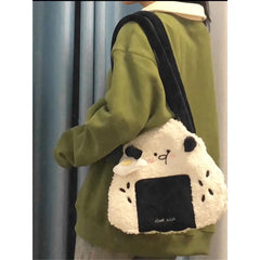 Japanese Plush Corduroy Rice Ball Messenger Bag