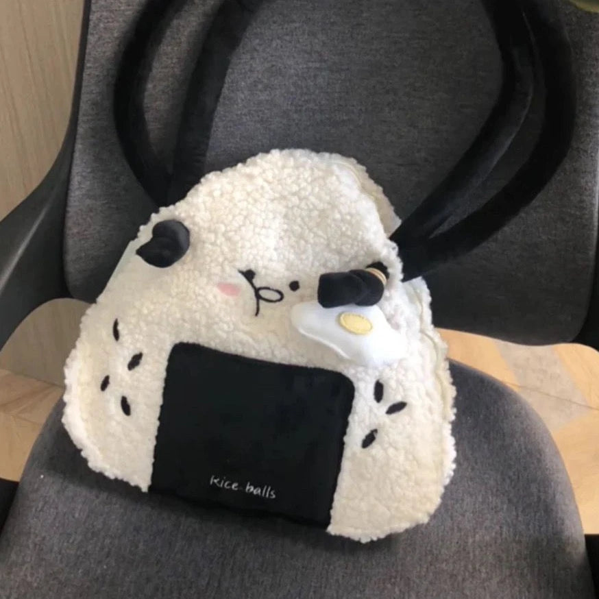 Japanese Plush Corduroy Rice Ball Messenger Bag