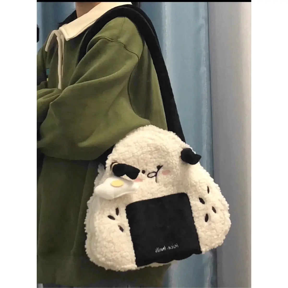 Japanese Plush Corduroy Rice Ball Messenger Bag
