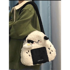 Japanese Plush Corduroy Rice Ball Messenger Bag