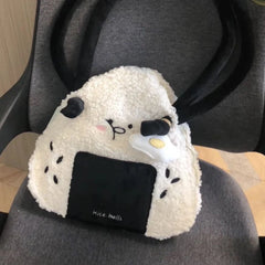 Japanese Plush Corduroy Rice Ball Messenger Bag