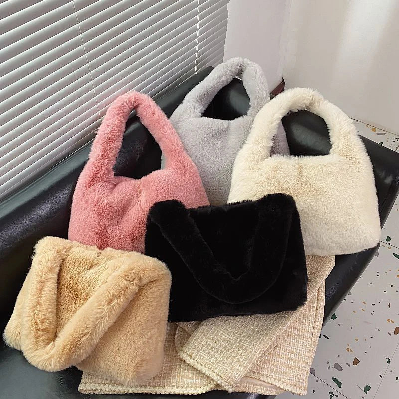 Autumn Winter Plush Tote Women Shoulder Bag