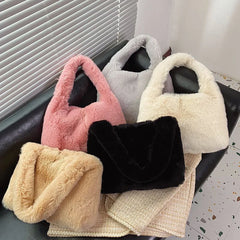 Autumn Winter Plush Tote Women Shoulder Bag