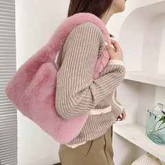 Autumn Winter Plush Tote Women Shoulder Bag